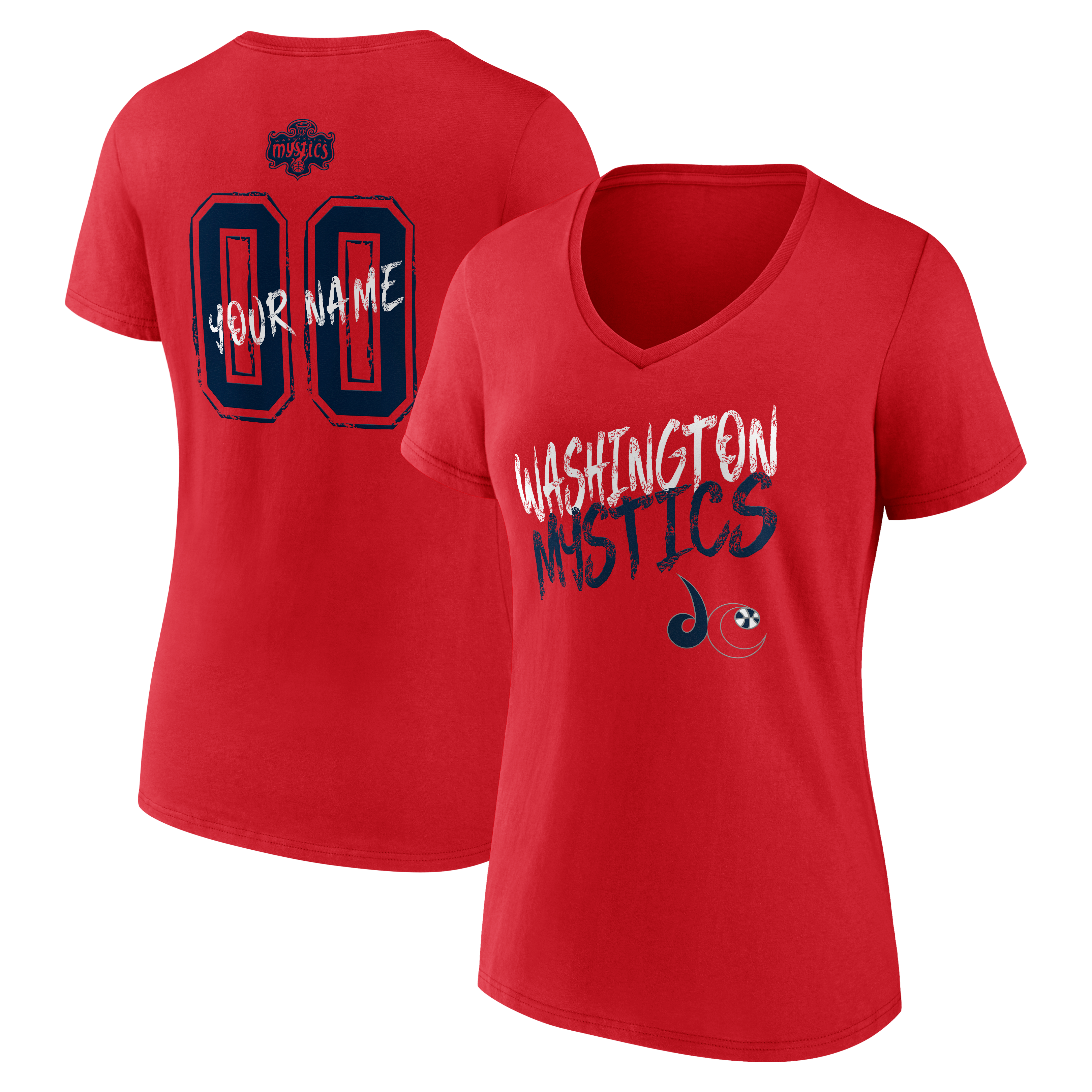 Women's Red Washington Mystics Hustle Custom V-Neck T-Shirt