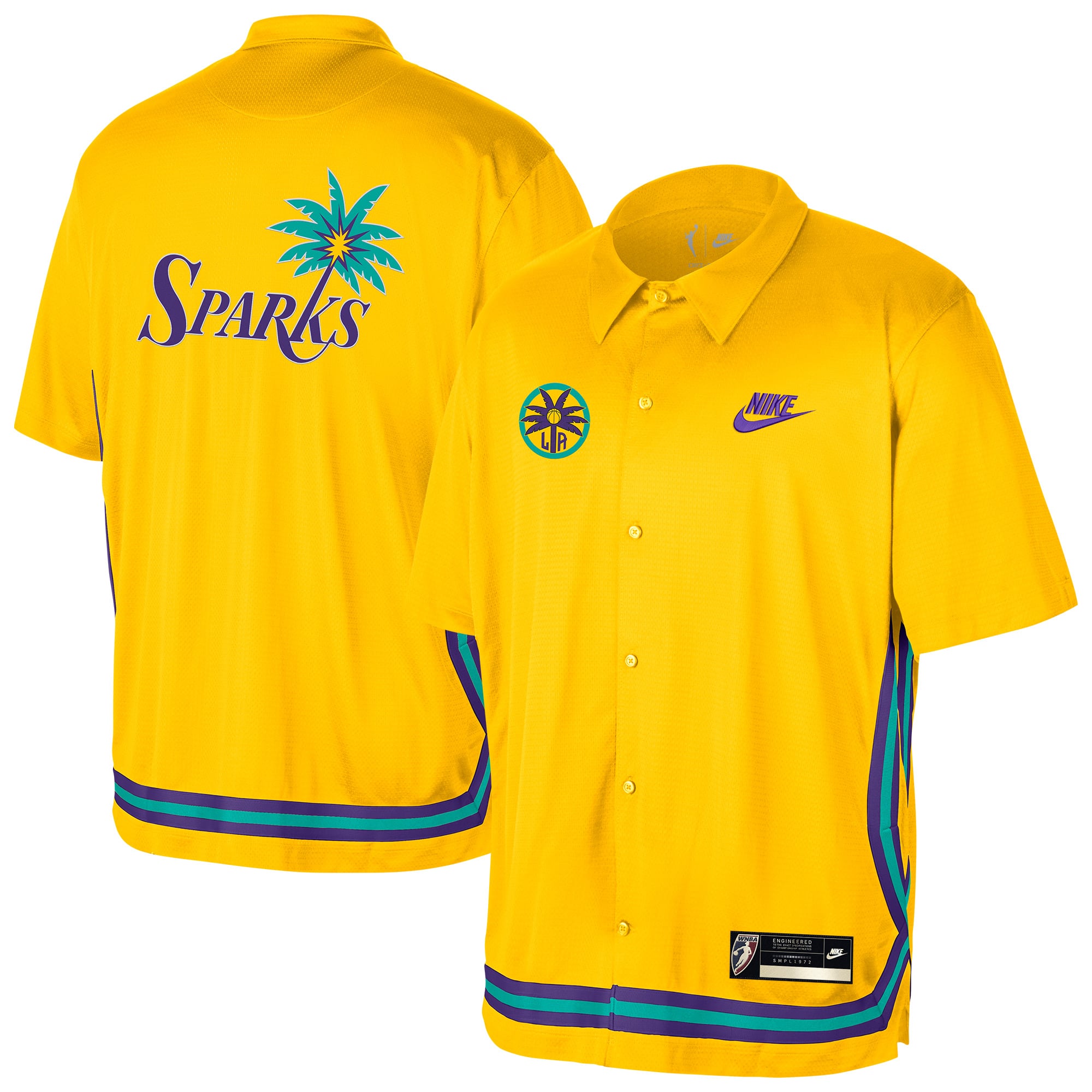 Unisex Nike Gold Los Angeles Sparks Throwback Lightweight Dri-FIT Button-Up Shirt - Court Origins