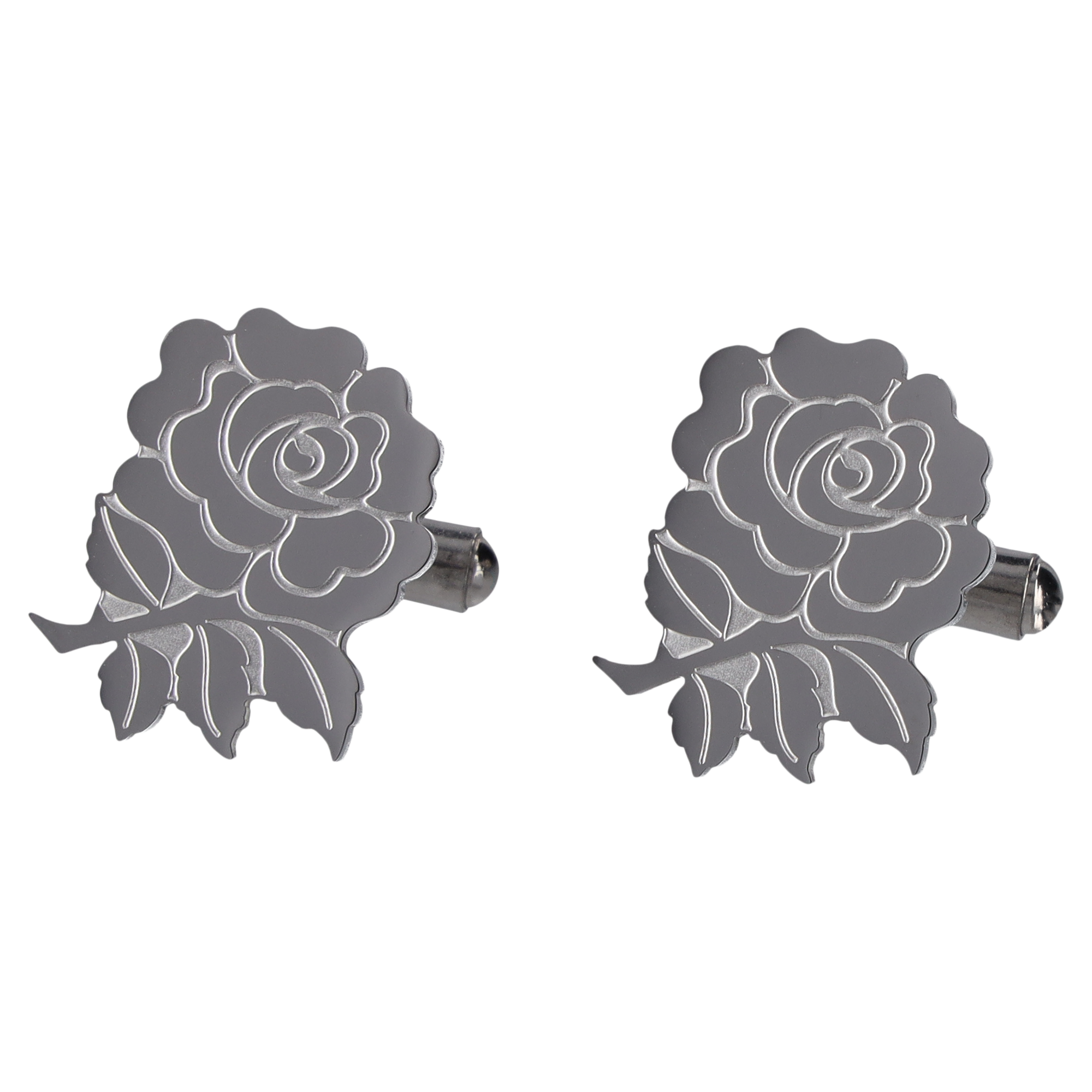 Gemelos redondos con rosa gruesa del equipo de rugby de Inglaterra - Acero inoxidable