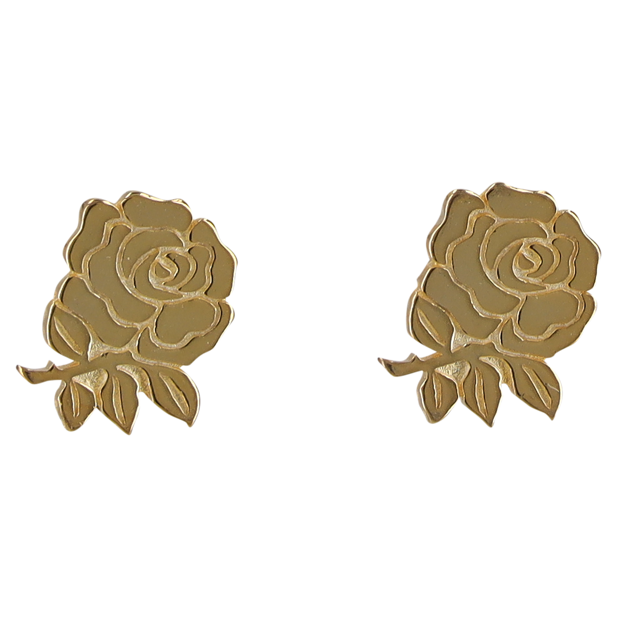England Rugby Rose Stud Earrings - Pair - 18ct Gold Plated: retailer-supplied image
