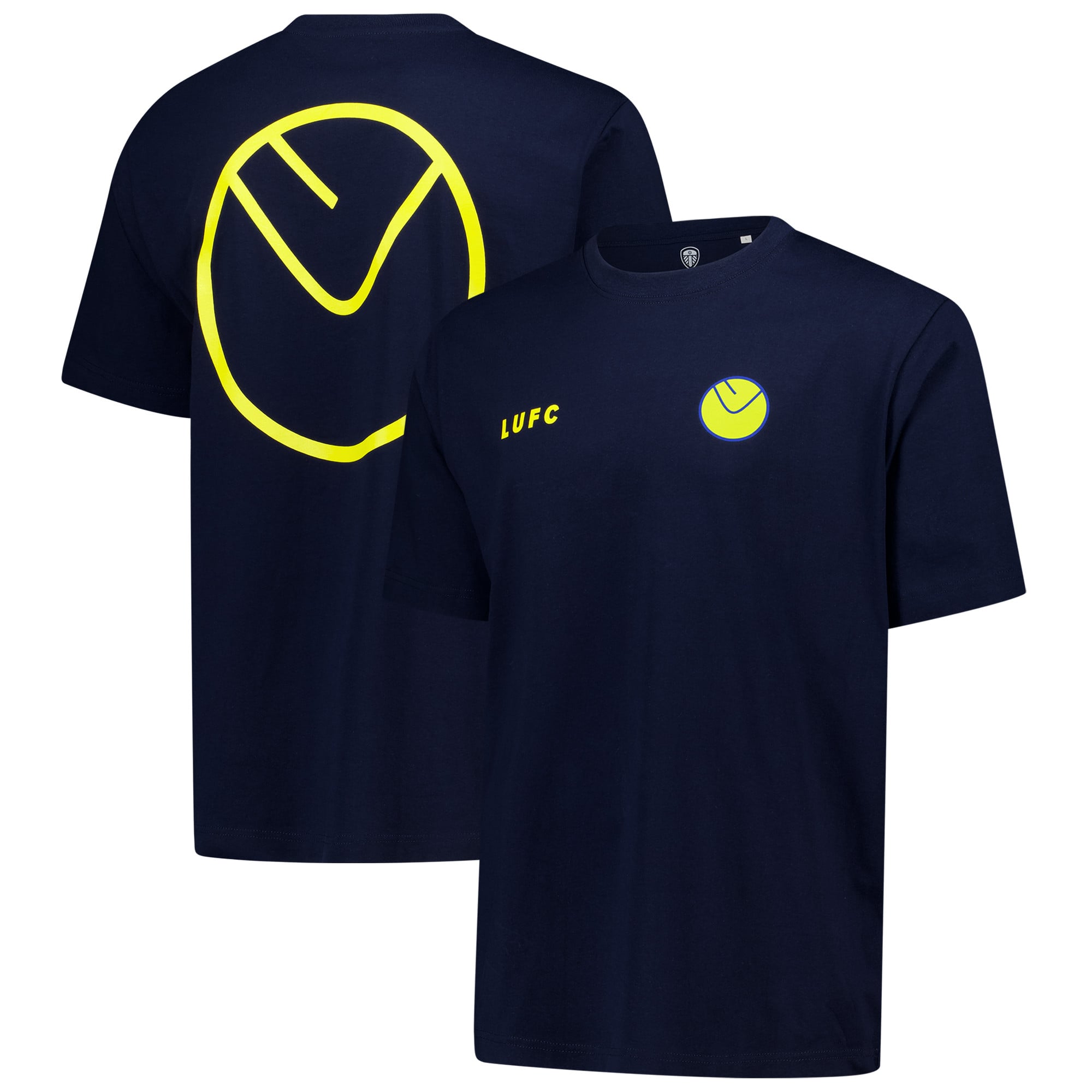 Leeds United Smiley Circle T-Shirt - Navy - Mens