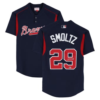 John Smoltz Atlanta Braves Autographed Navy Mitchell & Ness Batting Practice Jersey