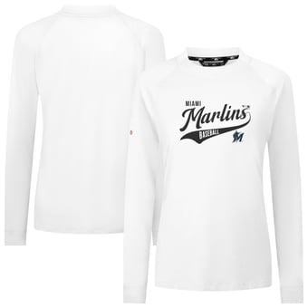 Women's Levelwear White Miami Marlins Slender Glide T-Shirt