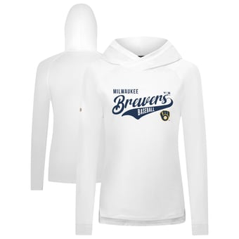 Women's Levelwear White Milwaukee Brewers Slender Glide Raglan Hoodie