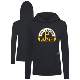 Women's Levelwear Black Pittsburgh Pirates Relay Banner Arch Long Sleeve T-Shirt Hoodie
