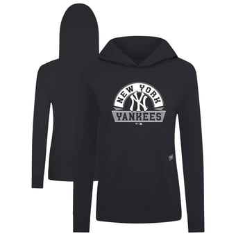 Women's Levelwear Navy New York Yankees Relay Banner Arch Long Sleeve T-Shirt Hoodie