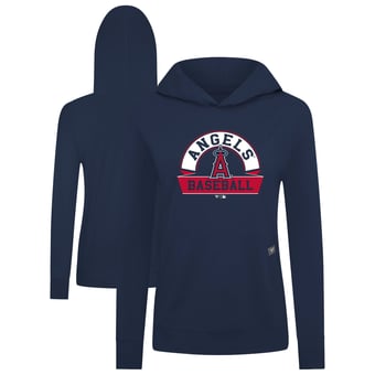 Women's Levelwear Navy Los Angeles Angels Relay Banner Arch Long Sleeve T-Shirt Hoodie