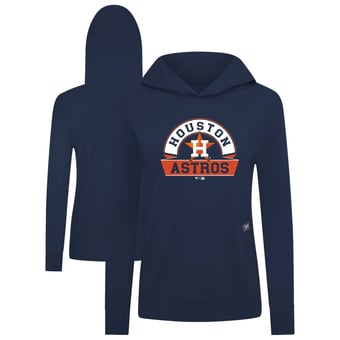 Women's Levelwear Navy Houston Astros Relay Banner Arch Long Sleeve T-Shirt Hoodie