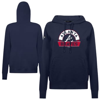 Women's Levelwear Navy Atlanta Braves Adorn Banner Arch Hoodie
