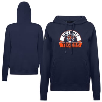 Women's Levelwear Navy Detroit Tigers Adorn Banner Arch Hoodie