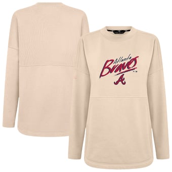 Women's Levelwear Khaki Atlanta Braves Oversized Beaudry Sizzle Top