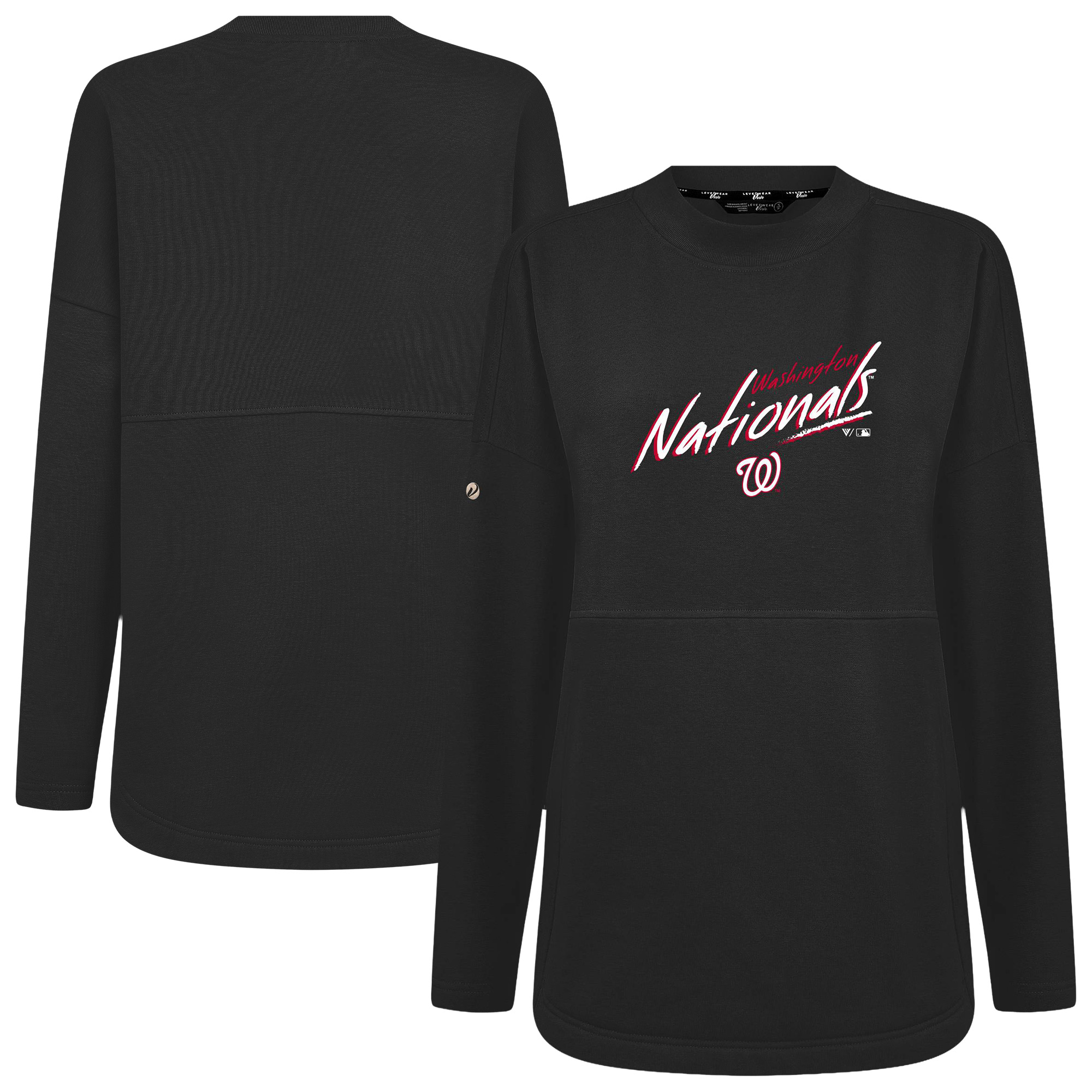 Women’s Levelwear Black Washington Nationals Oversized Beaudry Sizzle Top Women’s Levelwear Black Washington Nationals Oversized Beaudry Sizzle Top