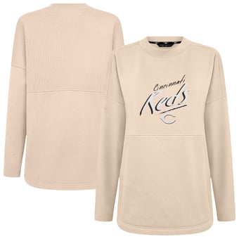 Women's Levelwear Khaki Cincinnati Reds Oversized Beaudry Sizzle Top