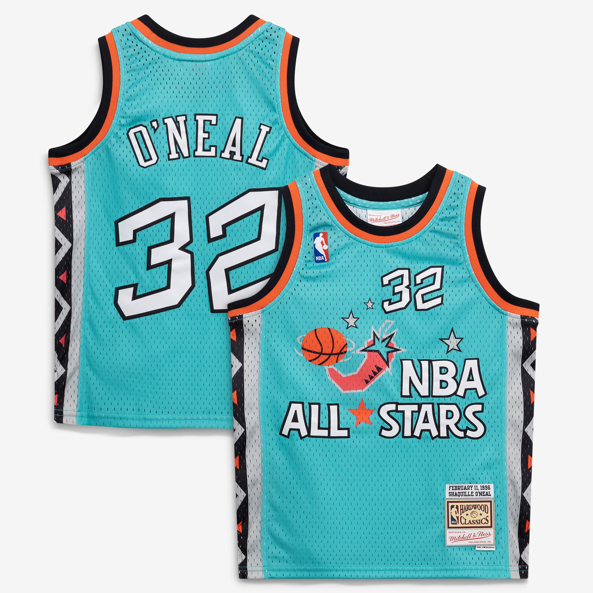 Youth Mitchell & Ness Shaquille O'Neal Teal 1996 NBA All-Star Game Hardwood Classics Swingman Jersey