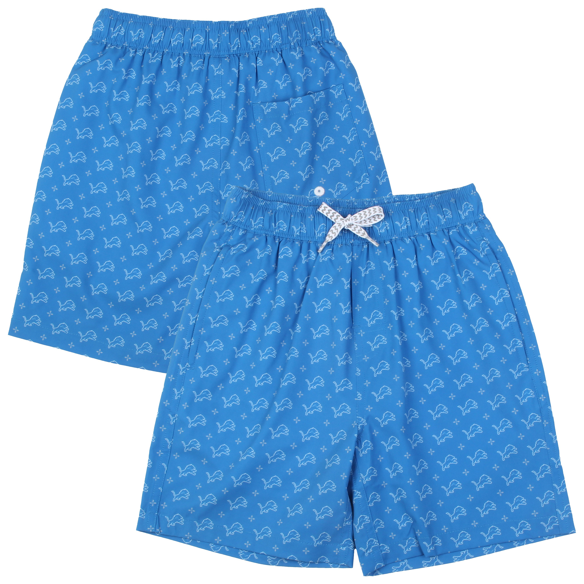 Youth Wes & Willy  Blue Detroit Lions Fleur Swim Trunks