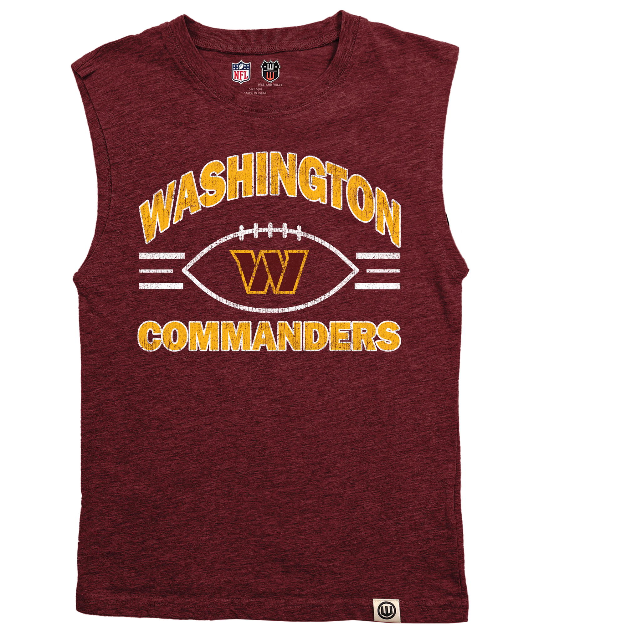 Youth Wes & Willy  Heather Burgundy Washington Commanders Muscle Tank Top