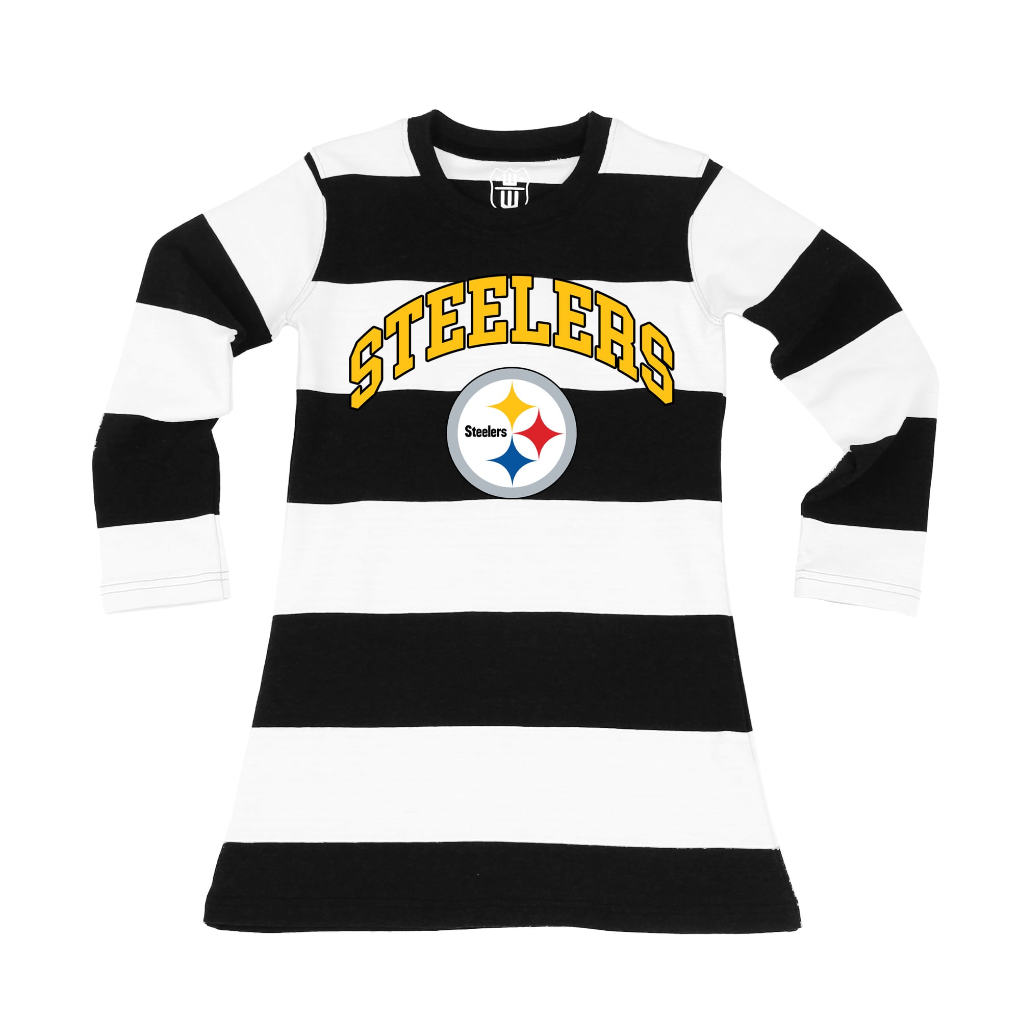 Girls Toddler Wes & Willy  Black/White Pittsburgh Steelers  Long Sleeve Rugby Tri-Blend Dress