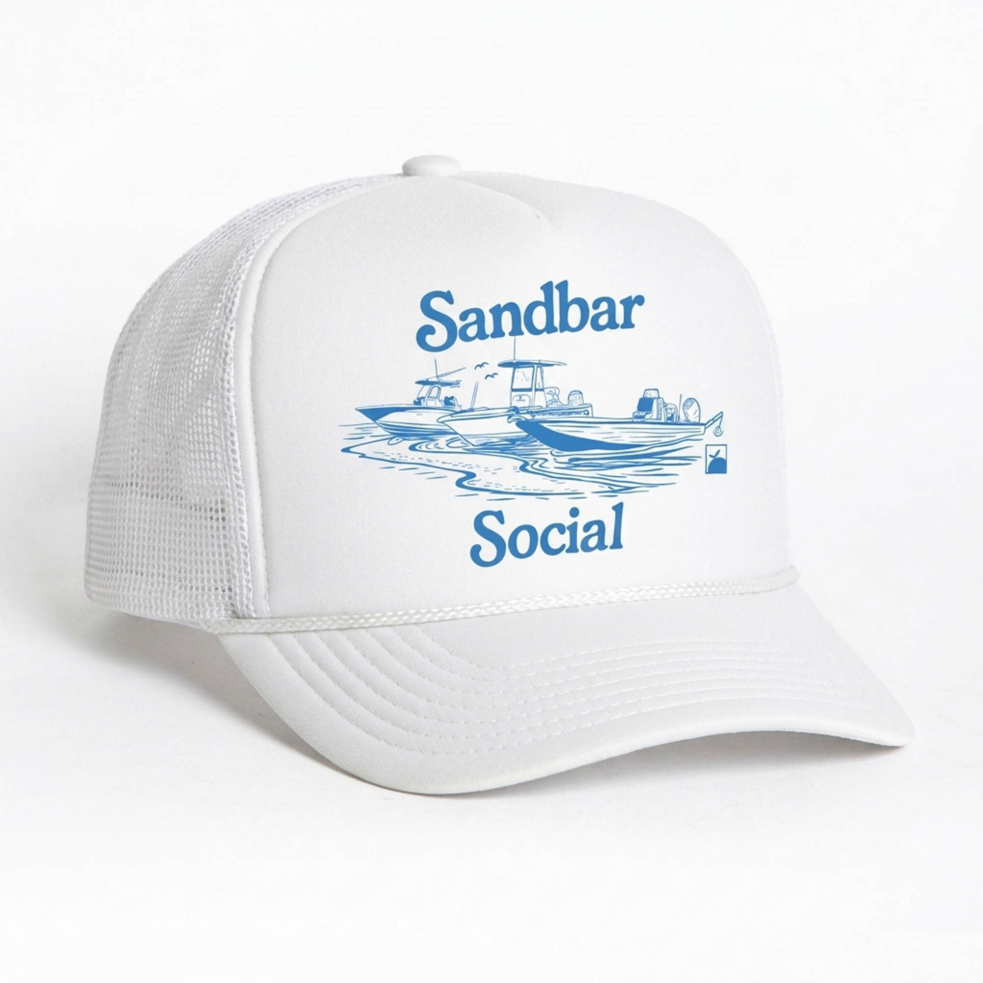 Men's  White Flomotion Sandbar Social Foam Trucker Adjustable Hat