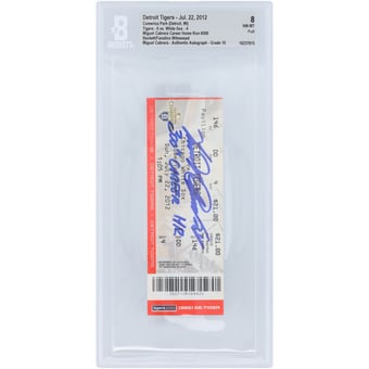 Miguel Cabrera Detroit Tigers Autographed 300th Career Home Run Beckett Fanatics Witnessed Authenticated 8/10 Ticket from July 22, 2012 with "300th Career HR" Inscription