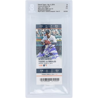 Miguel Cabrera Detroit Tigers Autographed 2,000th Career Hit Beckett Fanatics Witnessed Authenticated /10 Ticket from April 04