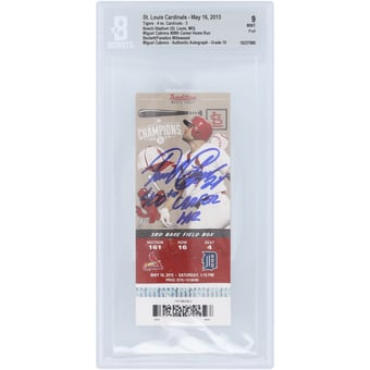 "Miguel Cabrera Detroit Tigers Autographed 400th Career Home Run Beckett Fanatics Witnessed Authenticated 9/10 Ticket from May 16, 2015 with ""400th Career HR"" Inscription"