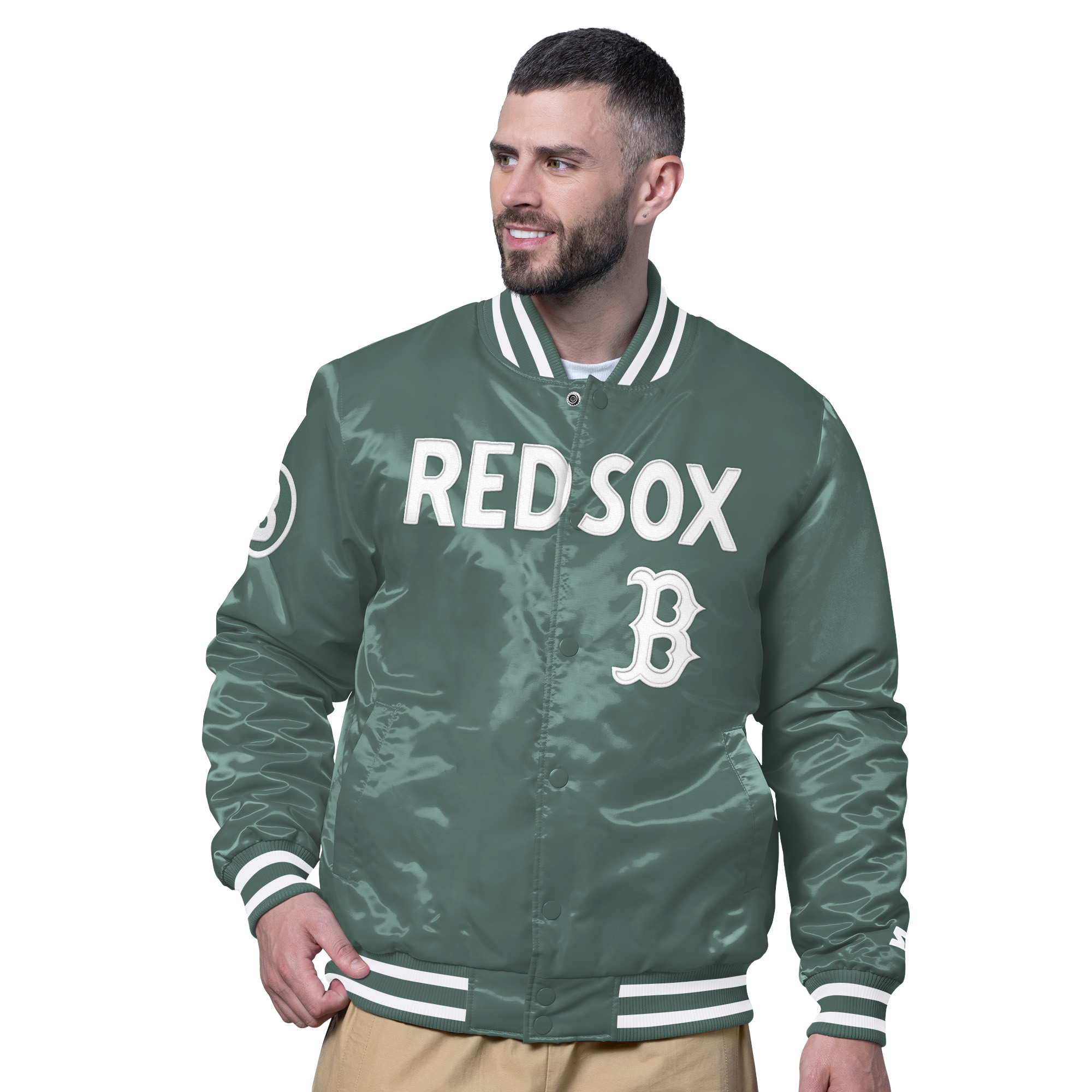 Men's Starter  Green Boston Red Sox City Connect Full-Snap Varsity Jacket