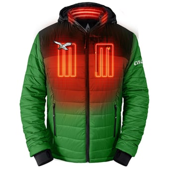 Men's ActionHeat Black/Kelly Green Philadelphia Eagles 5V Battery Heated Colorblock Full-Zip Puffer Jacket
