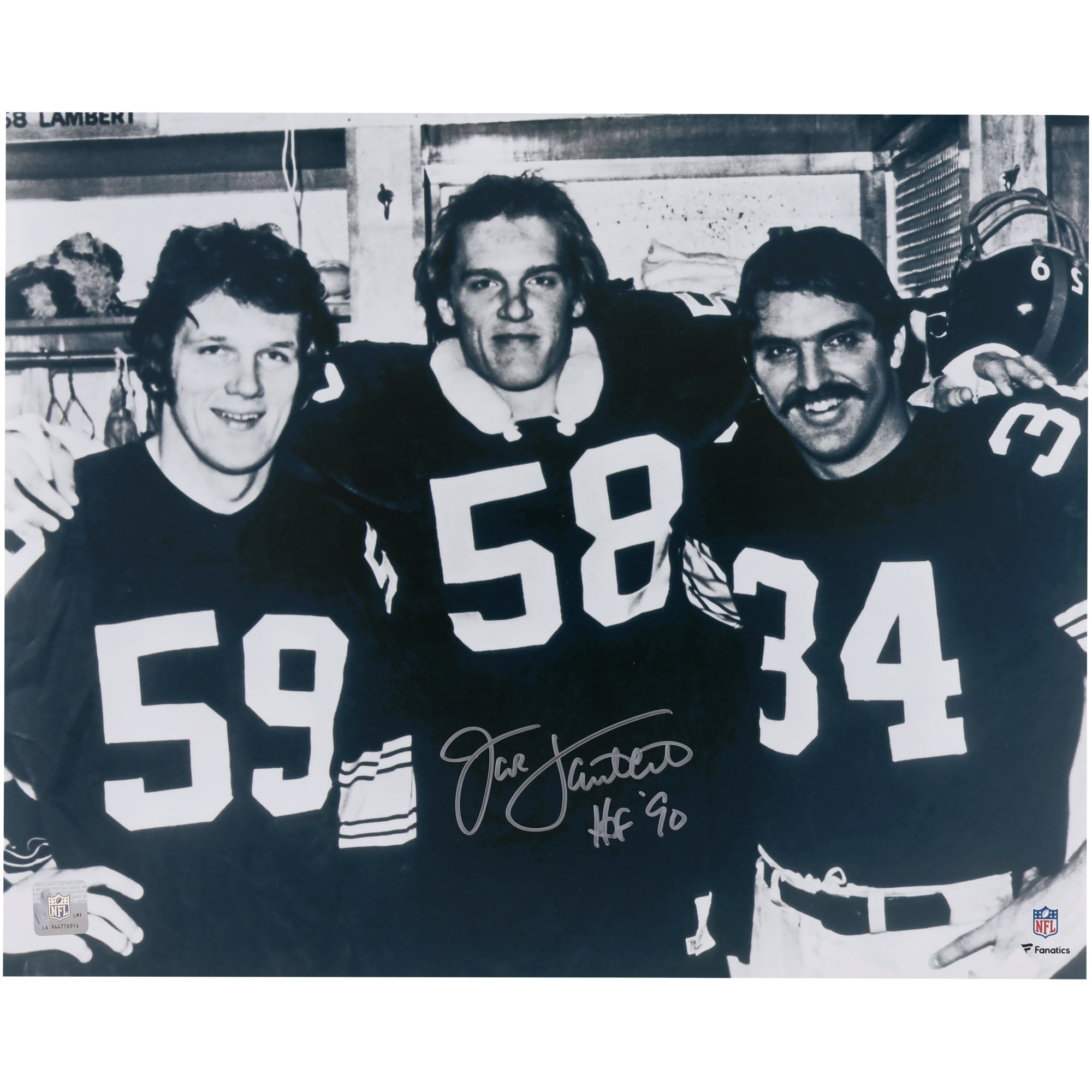Jack Lambert Pittsburgh Steelers Autographed 16" x 20" Locker Room Photograph with "HOF 90" Inscription