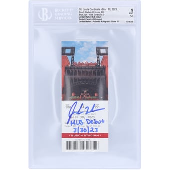 "Jordan Walker St. Louis Cardinals Autographed MLB Debut Beckett Fanatics Witnessed Authenticated 9/10 Ticket from March 30, 2023 with ""MLB Debut 3/30/23"" Inscription"