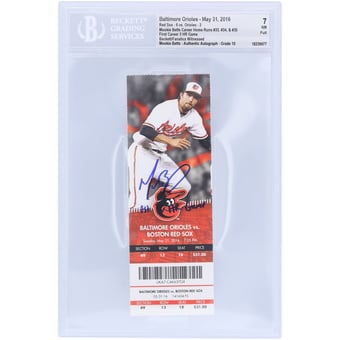 "Mookie Betts Boston Red Sox Autographed 1st Career 3-HR Game Beckett Fanatics Witnessed Authenticated 7/10 Ticket from May 31, 2016 with ""1st 3 HR Game"" Inscription"