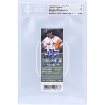 "Mookie Betts Boston Red Sox Autographed 1st Career Home Run Beckett Fanatics Witnessed Authenticated 7/10 Ticket from July 2, 2014 with ""1st Career HR"" Inscription"