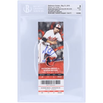 "Mookie Betts Boston Red Sox Autographed 1st Career 3-HR Game Beckett Fanatics Witnessed Authenticated 8/10 Ticket from May 31, 2016 with ""1st 3 HR Game"" Inscription"