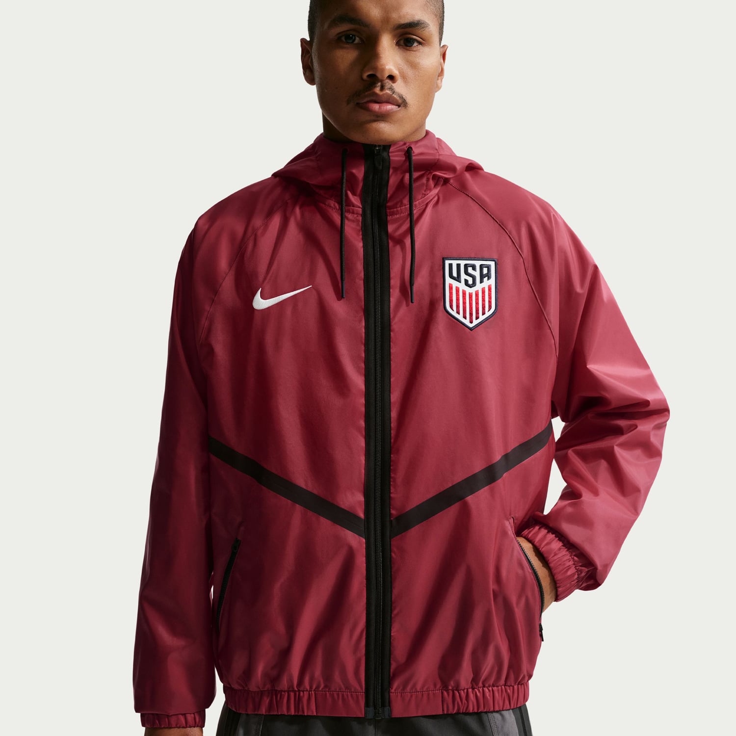 Men's Nike Red USMNT 2026 Anthem Dri-FIT Full-Zip Hooded Jacket