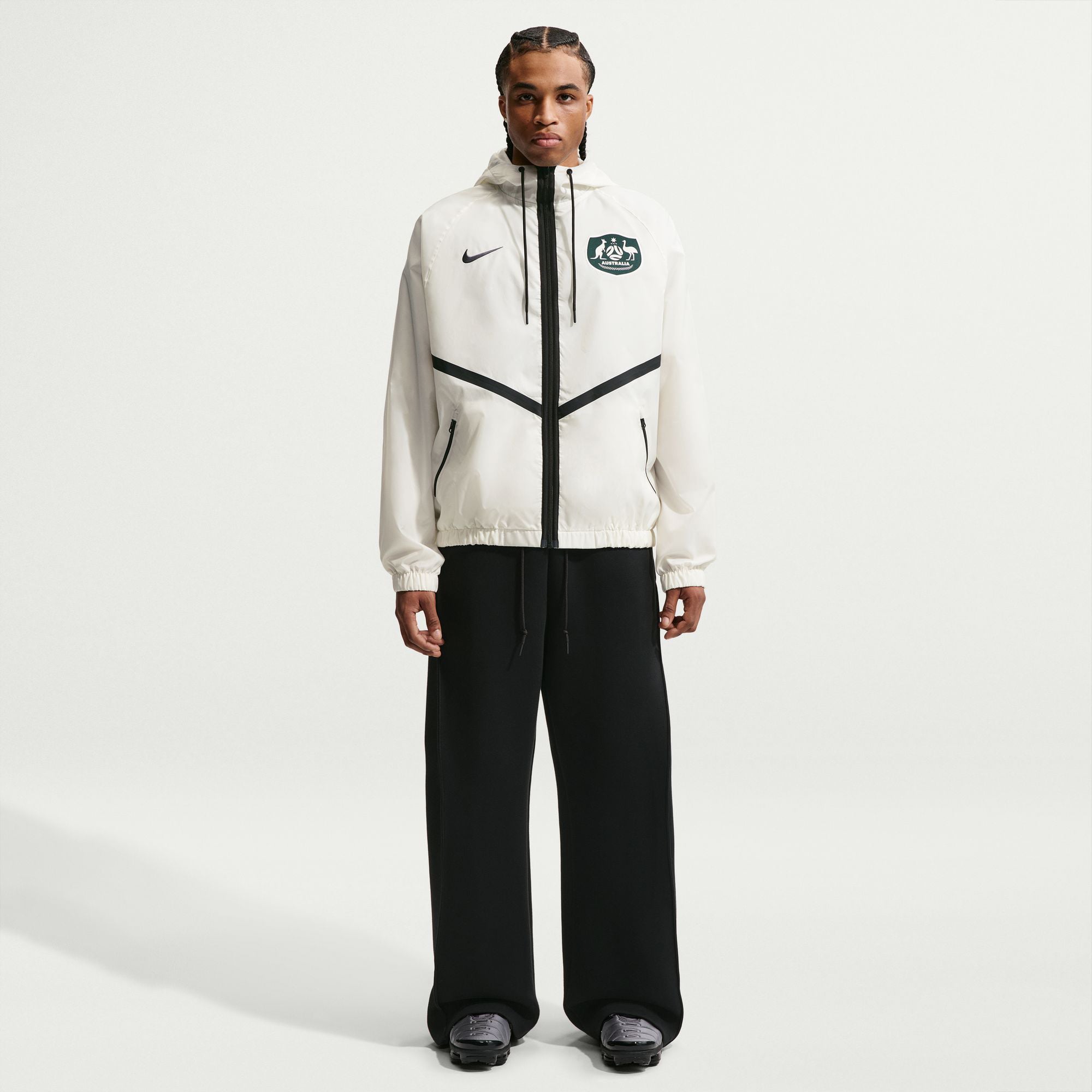 Men's Nike White Australia National Team 2026 Anthem Dri-FIT Full-Zip Hooded Jacket
