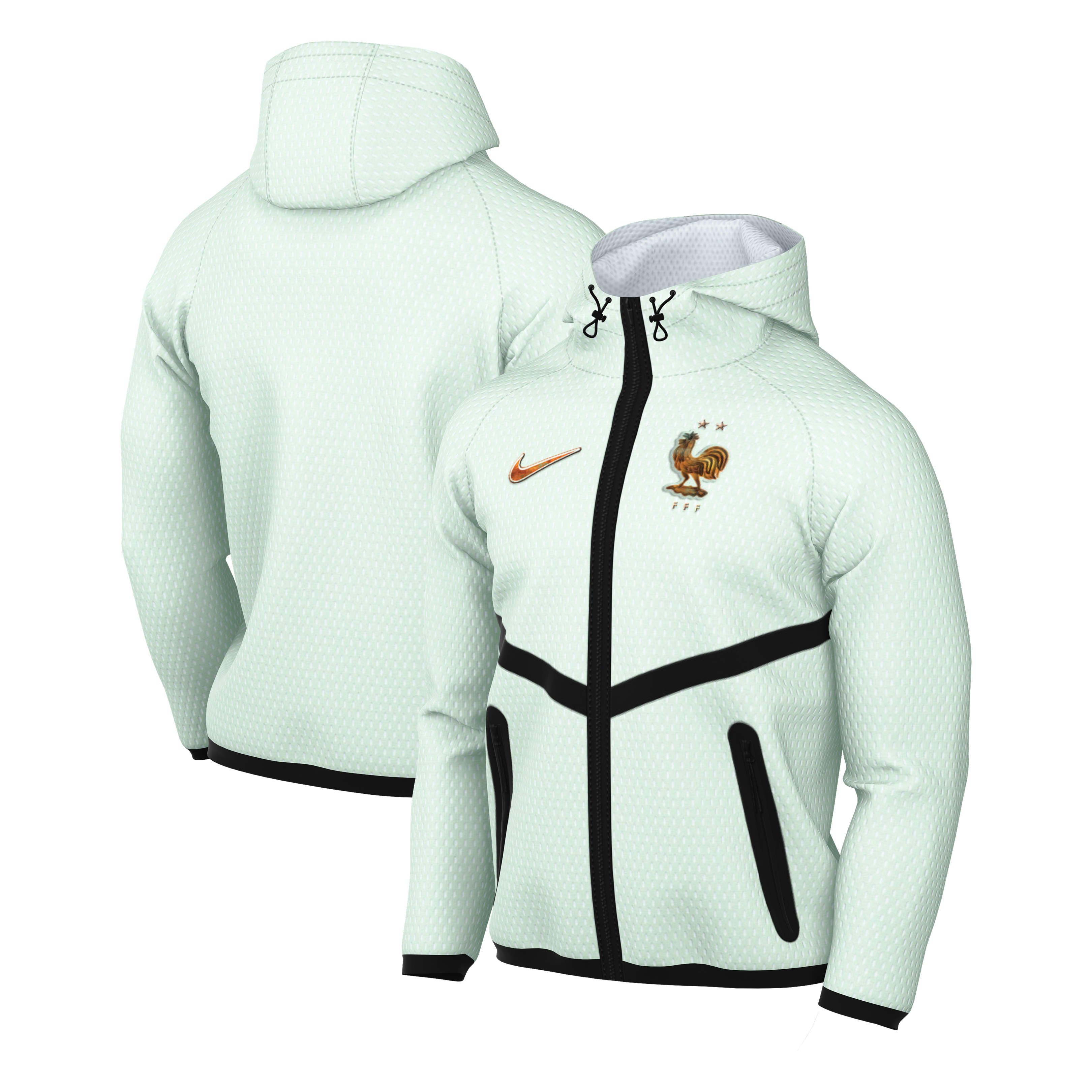 Men's Nike Green France National Team 2026 Anthem Mesh Dri-FIT Full-Zip Hooded Jacket