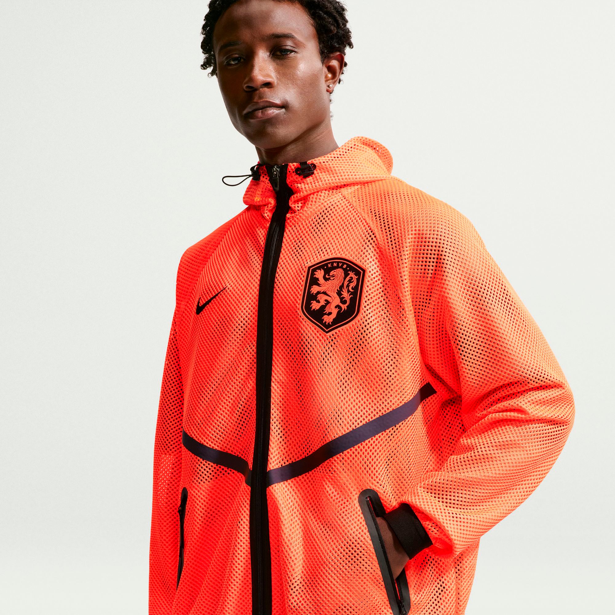 Men's Nike Orange Netherlands National Team 2026 Anthem Mesh Dri-FIT Full-Zip Hooded Jacket