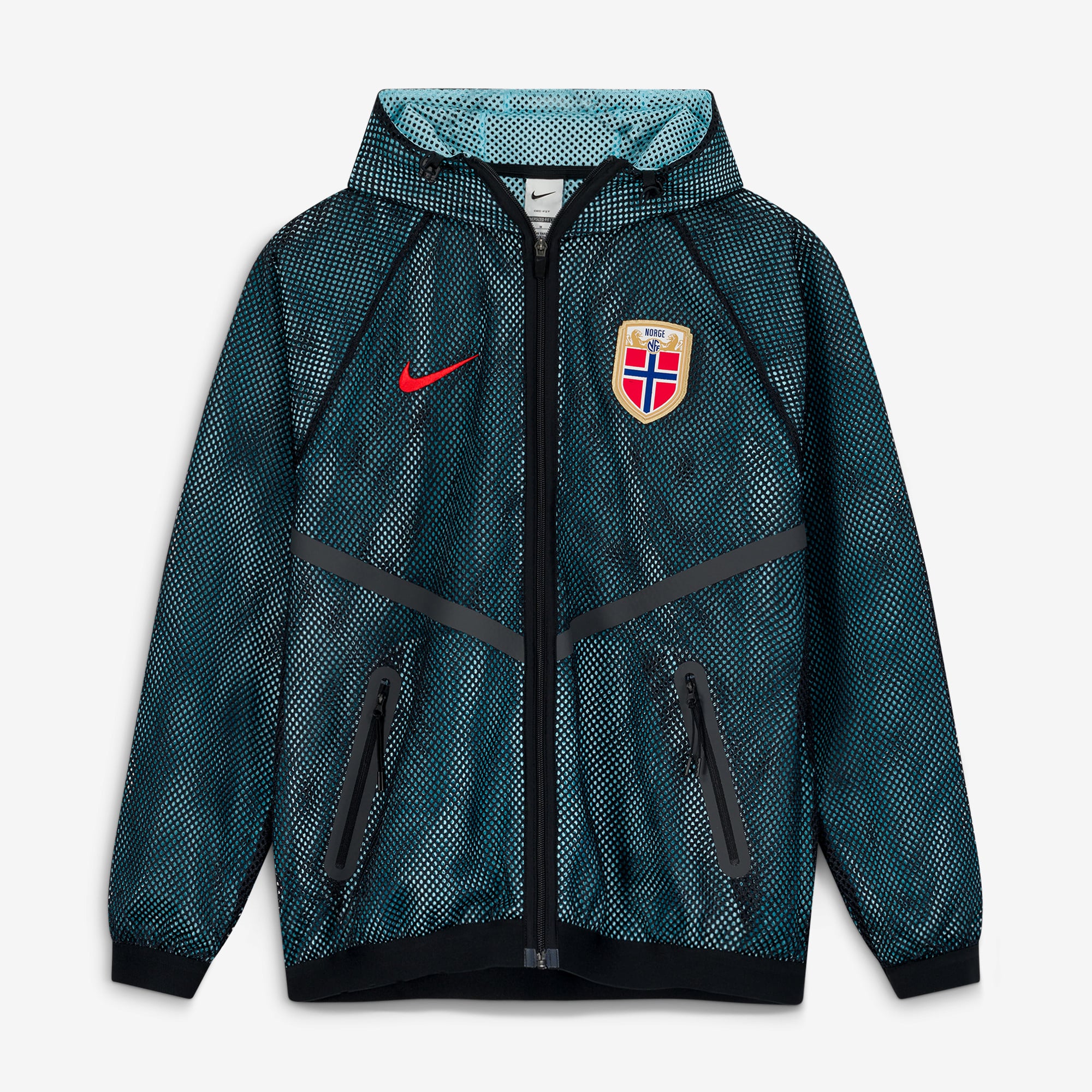 Men's Nike Black Norway National Team 2026 Anthem Mesh Dri-FIT Full-Zip Hooded Jacket