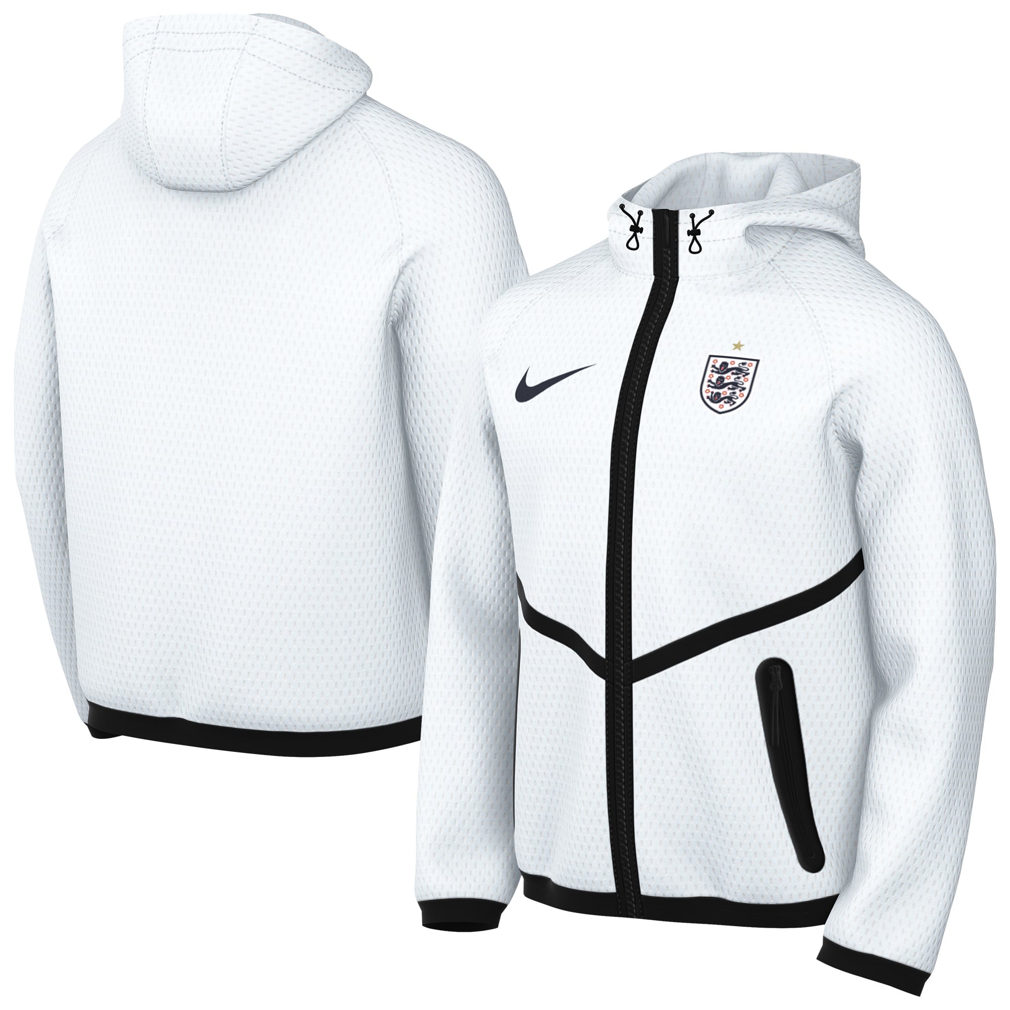 Men's Nike White England National Team 2026 Anthem Mesh Dri-FIT Full-Zip Hooded Jacket