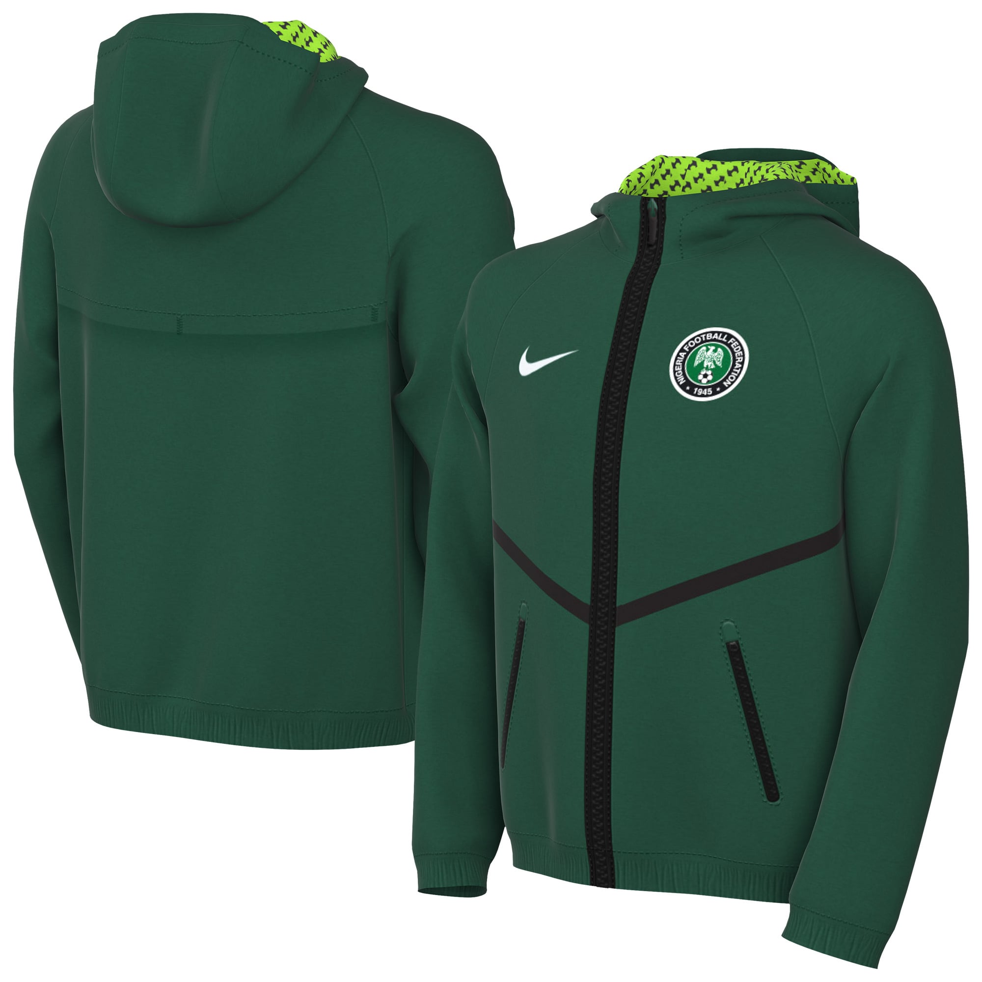 Youth Nike Green Nigeria National Team 2026 Anthem Full-Zip Hooded Jacket