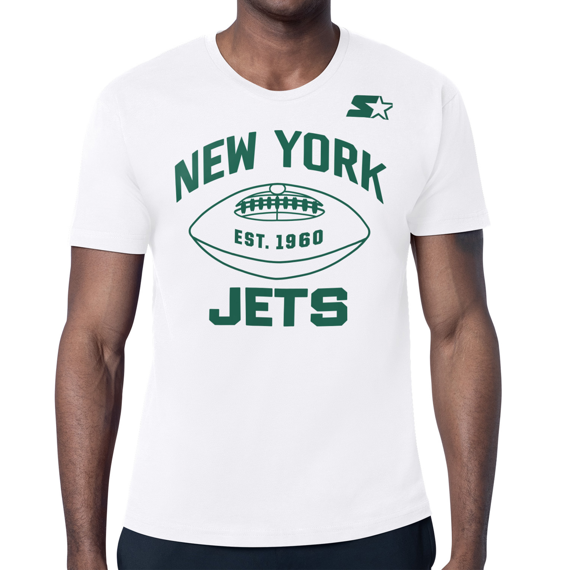Men's Starter White New York Jets Green and White Forever T-Shirt