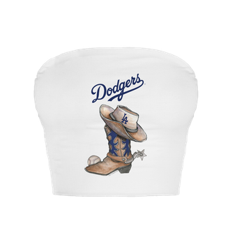 Women's Tiny Turnip  White Los Angeles Dodgers Cowboy Boot Crop Tube Top