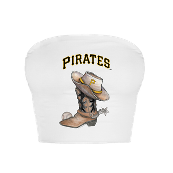Women's Tiny Turnip  White Pittsburgh Pirates Cowboy Boot Crop Tube Top