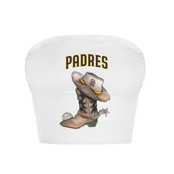 Women's Tiny Turnip  White San Diego Padres Cowboy Boot Crop Tube Top