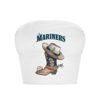 Women's Tiny Turnip  White Seattle Mariners Cowboy Boot Crop Tube Top
