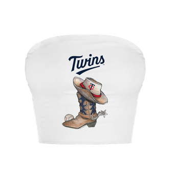 Women's Tiny Turnip  White Minnesota Twins Cowboy Boot Crop Tube Top