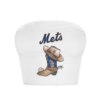 Women's Tiny Turnip  White New York Mets Cowboy Boot Crop Tube Top