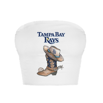 Women's Tiny Turnip  White Tampa Bay Rays Cowboy Boot Crop Tube Top