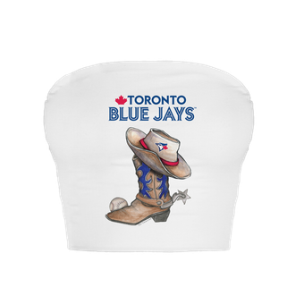 Women's Tiny Turnip  White Toronto Blue Jays Cowboy Boot Crop Tube Top