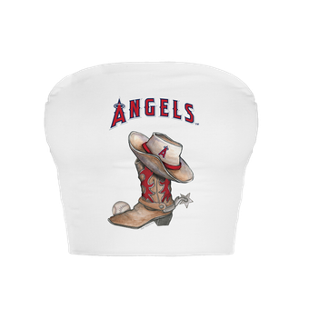 Women's Tiny Turnip  White Los Angeles Angels Cowboy Boot Crop Tube Top