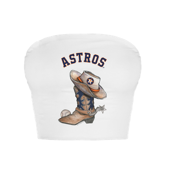 Women's Tiny Turnip  White Houston Astros Cowboy Boot Crop Tube Top